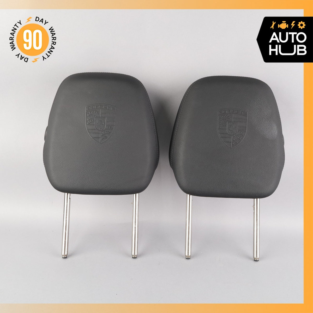 11-18 Porsche Cayenne 958 Front & Rear Headrest Head Rest Set of 4 w/ Crest OEM - photo 2
