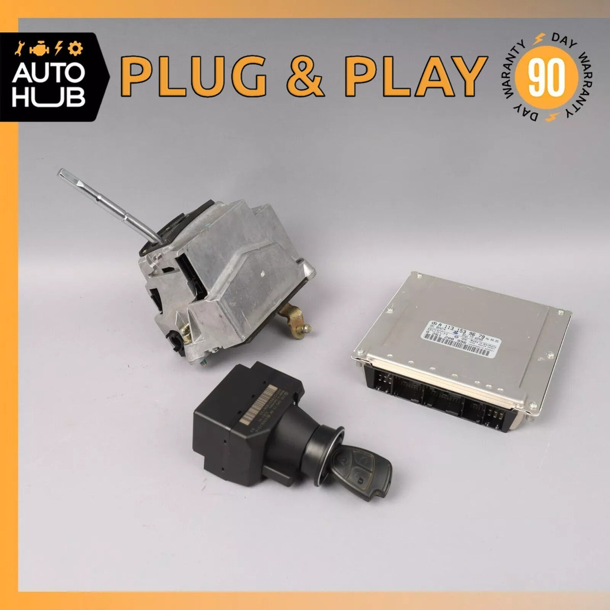 Mercedes R230 SL500 ECU Engine Computer EIS Ignition Switch Key Shifter Set OEM - photo 1