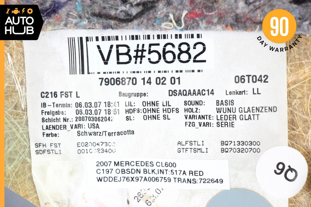 07-14 Mercedes W216 CL600 Interior Door Panel Rear Left Driver Side OEM - photo 12