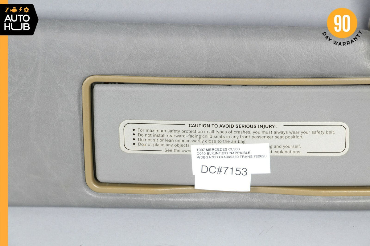 93-99 Mercedes W140 CL500 S500 Coupe Right Side Sun Visor Sunvisor Grey OEM - photo 3