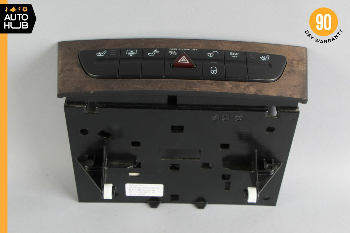 07-09 Mercedes W211 E350 E550 Hazard Control Door Lock Switch Panel Wood OEM - photo 1