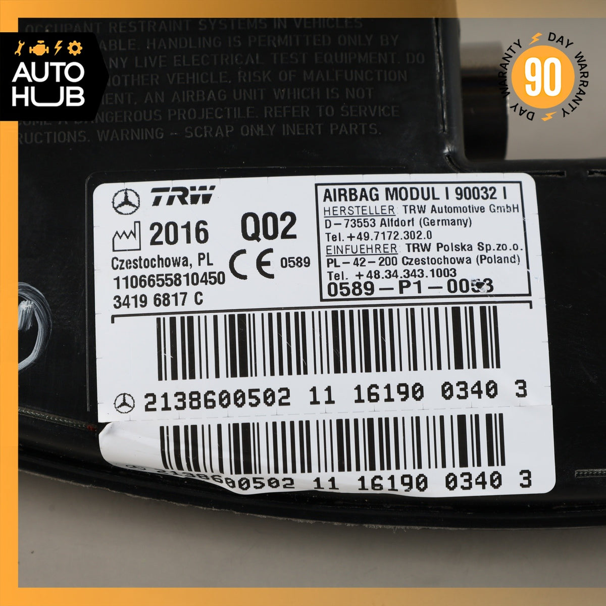 16-23 Mercedes X253 GLC300 GLC43 Front Left Driver Side Seat Airbag Air Bag OEM - photo 4