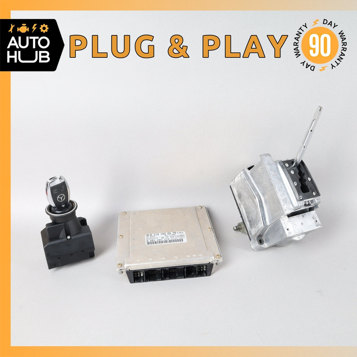 Mercedes R230 SL500 ECU Engine Computer EIS Ignition Switch Key Shifter Set OEM - photo 1
