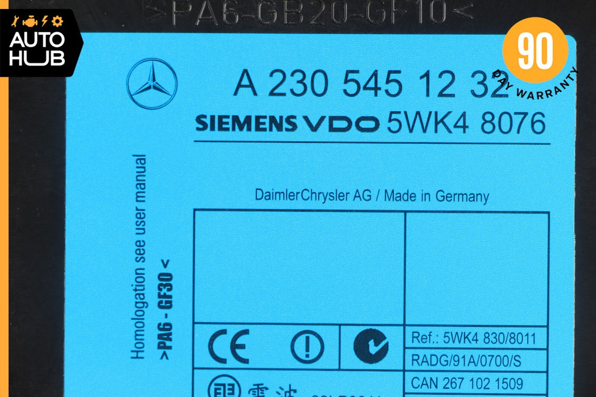 03-06 Mercedes R230 SL500 CL500 CL55 AMG Keyless Go Entry Control Module OEM - photo 4