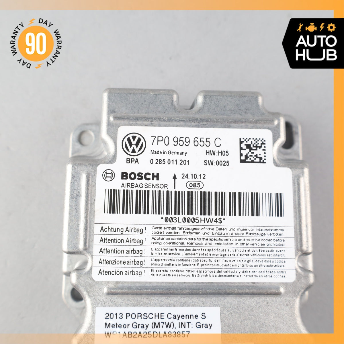 11-14 Porsche Cayenne 958 S Airbag Air Bag Sensor SRS Control Module OEM - photo 7