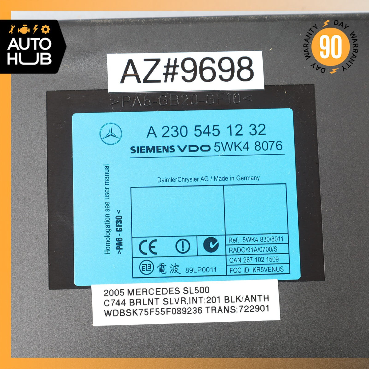 03-06 Mercedes R230 SL500 CL500 S55 CL55 AMG Keyless Go Entry Control Module OEM - photo 8