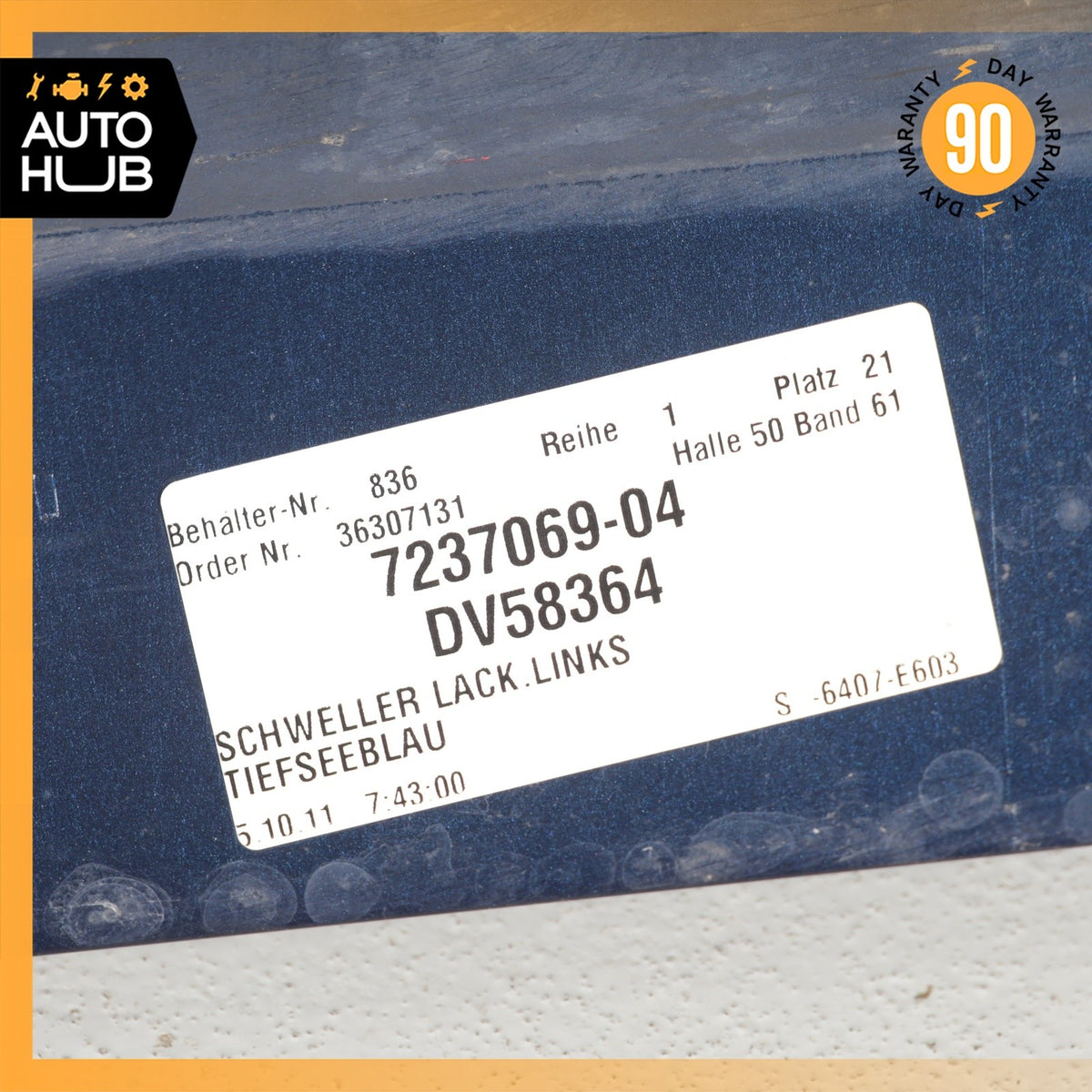 11-16 BMW F10 528i 550i Left Driver Side Rocker Panel Side Skirt Blue OEM - photo 15
