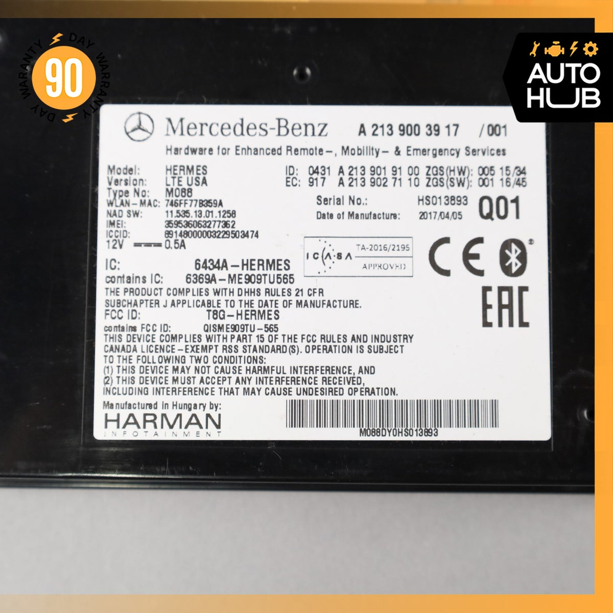 Mercedes W213 E300 Bluetooth Telematic Control Module 2139002510 OEM - photo 10
