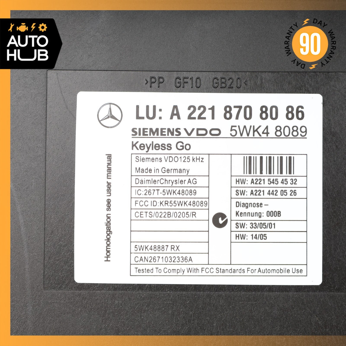07-10 Mercedes W221 S550 CL550 Keyless Go Control Module 2218708086 OEM - photo 8