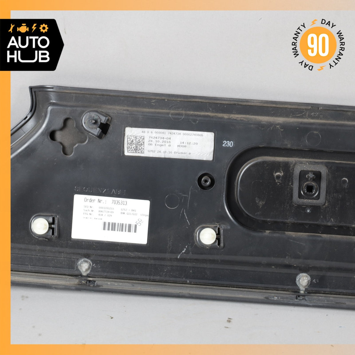 BMW G12 740Li Trunk Boot Lid License Plate Shell Panel Gray 7424734 OEM - photo 11