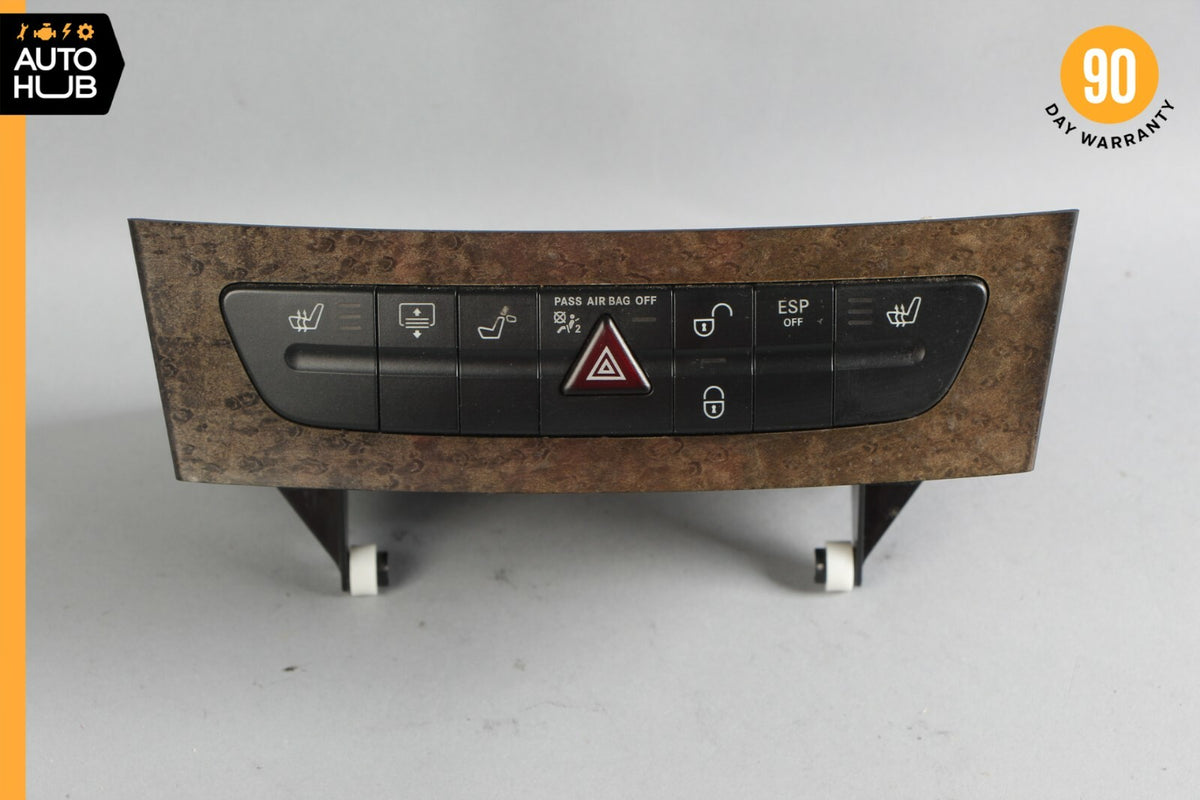 07-09 Mercedes W211 E350 E550 Hazard Control Door Lock Switch Panel Wood OEM - photo 1