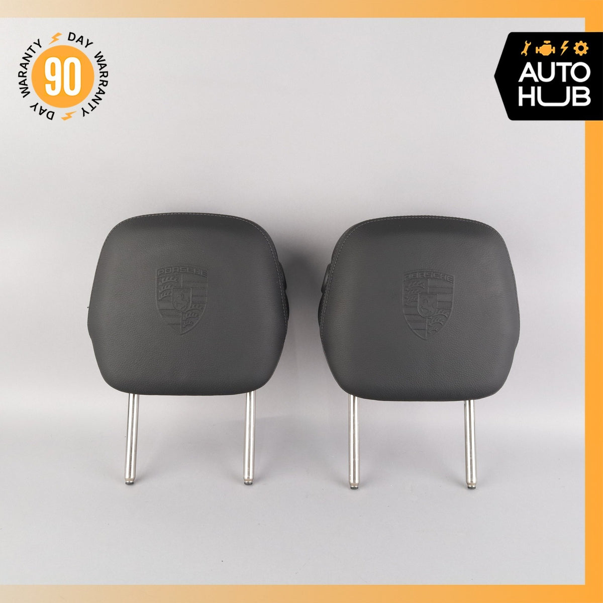 11-18 Porsche Cayenne 958 Front & Rear Headrest Head Rest Set of 4 w/ Crest OEM - photo 8