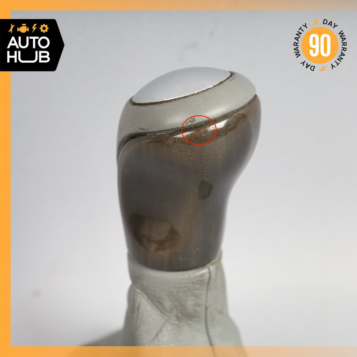 03-04 Mercedes R230 SL500 SL55 AMG Shifter Shift Knob Boot Cover Gray Wood OEM - photo 6