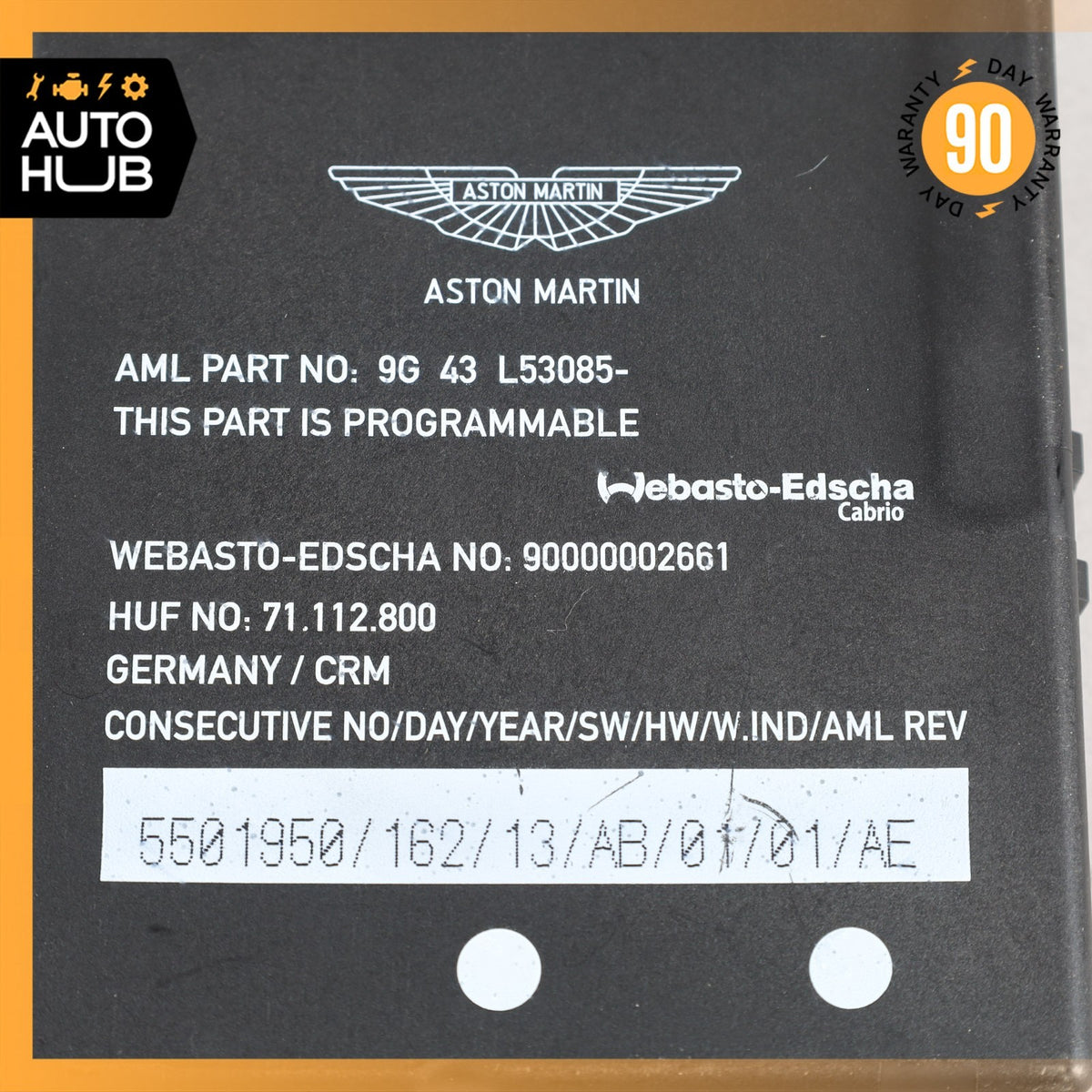 10-16 Aston Martin DB9 DBS Volante Roof Convertible Top Module Control OEM 22k - photo 8