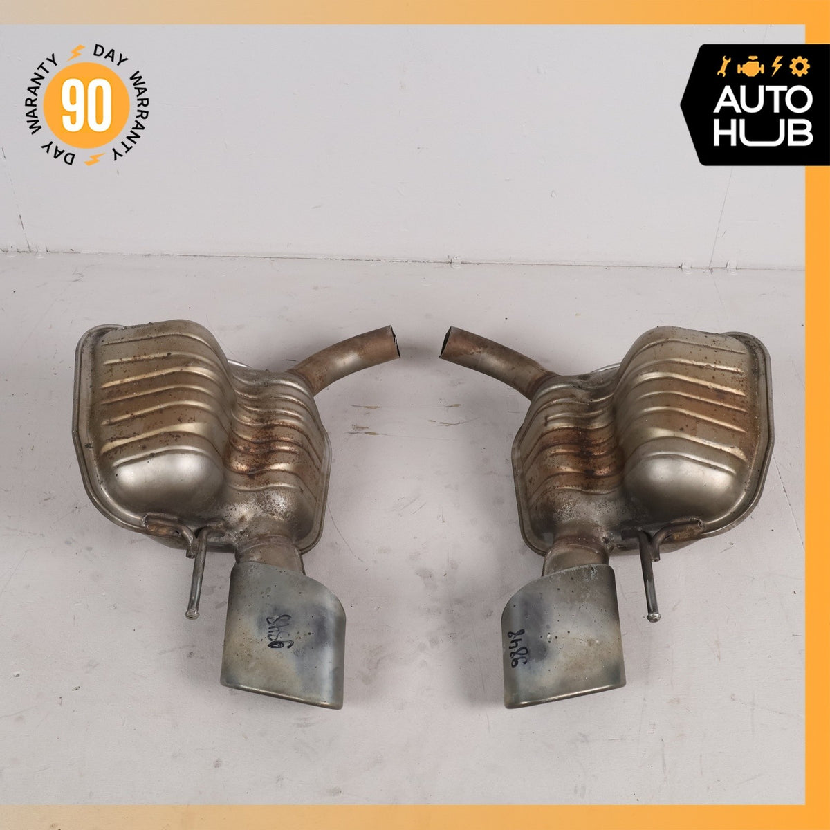 03-06 Mercedes R230 SL500 Left & Right Exhaust Muffler Mufflers Tips Set OEM - photo 1