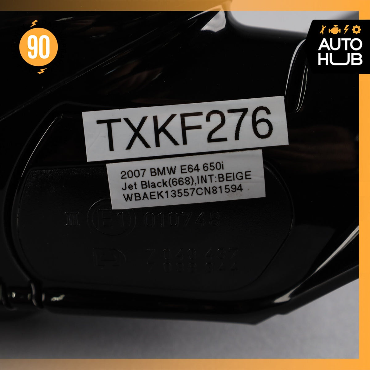 06-10 BMW E64 650i Right Passenger Side Rear View Door Mirror Jet Black OEM 71k - photo 16