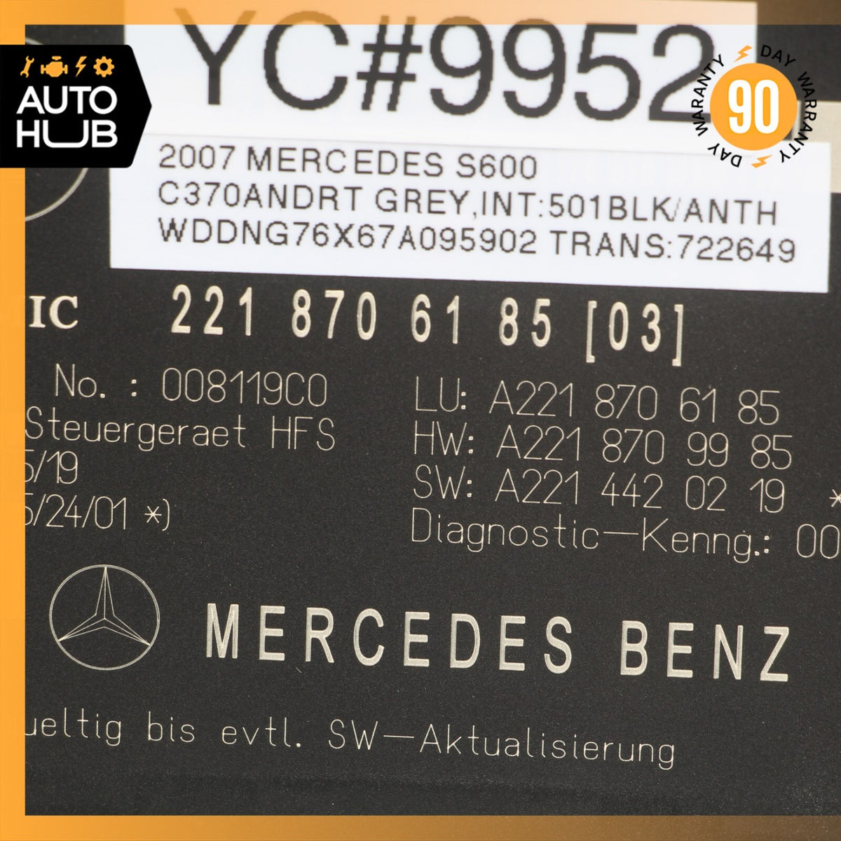 07-09 Mercedes W221 S600 CL550 Trunk Release Remote Open Close Module Unit OEM - photo 8