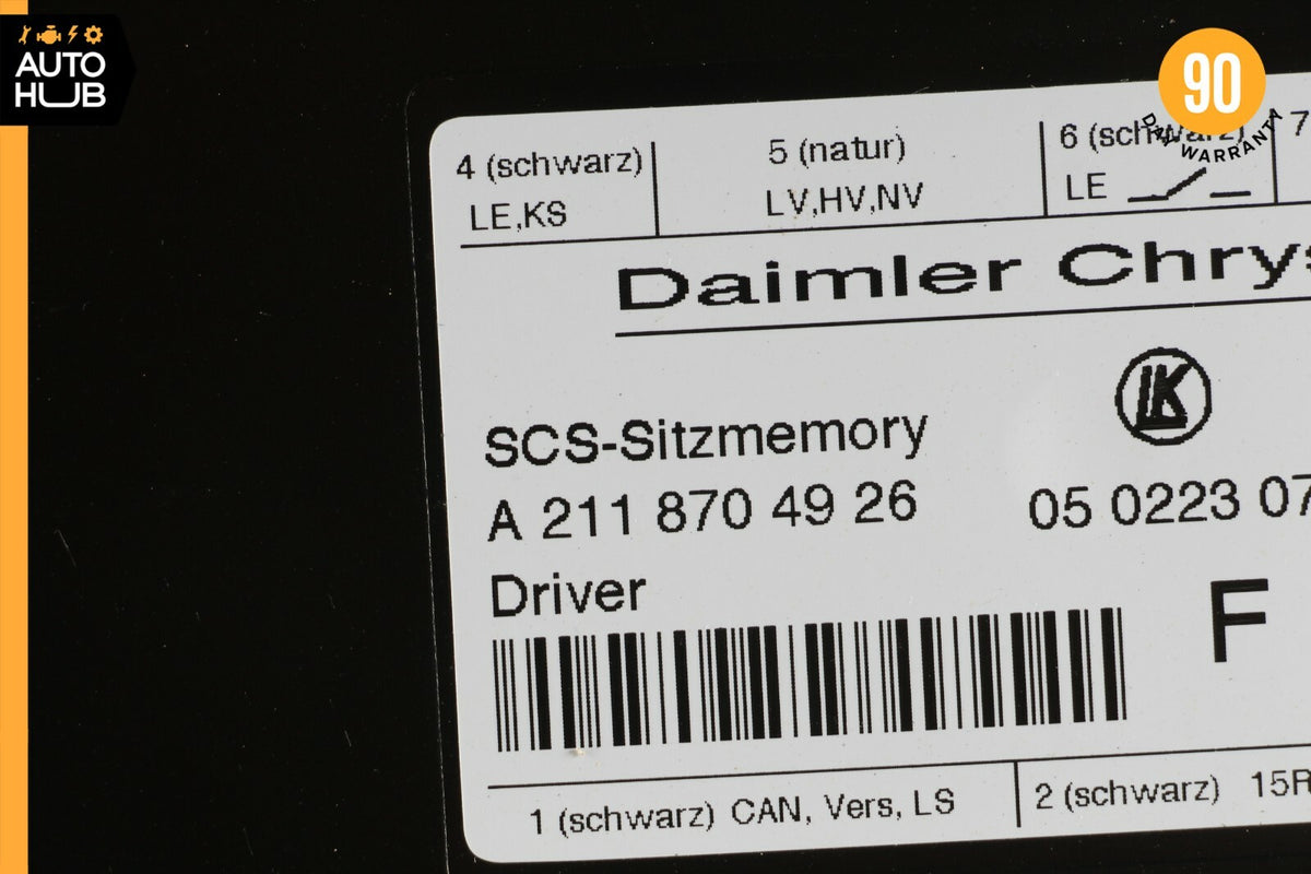 03-12 Mercedes W219 CLS550 E350 Seat Control Module Front Left 2118704926 OEM - photo 7