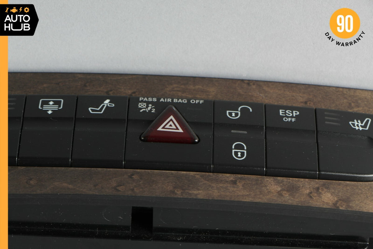 07-09 Mercedes W211 E350 E550 Hazard Control Door Lock Switch Panel Wood OEM - photo 3