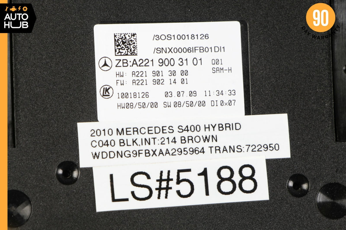07-14 Mercedes W221 S400 S63 CL550 Rear Trunk SAM Fuse Box Module 2219003101 OEM - photo 10