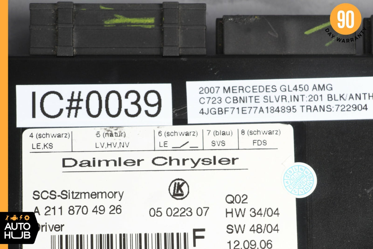 03-11 Mercedes X164 E350 GL550 Seat Control Module Front Left 2118704926 OEM - photo 10