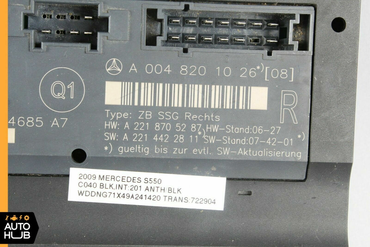 07-13 Mercedes W221 S550 S400 S350 Front Right Side Under Seat Control Unit OEM - photo 7