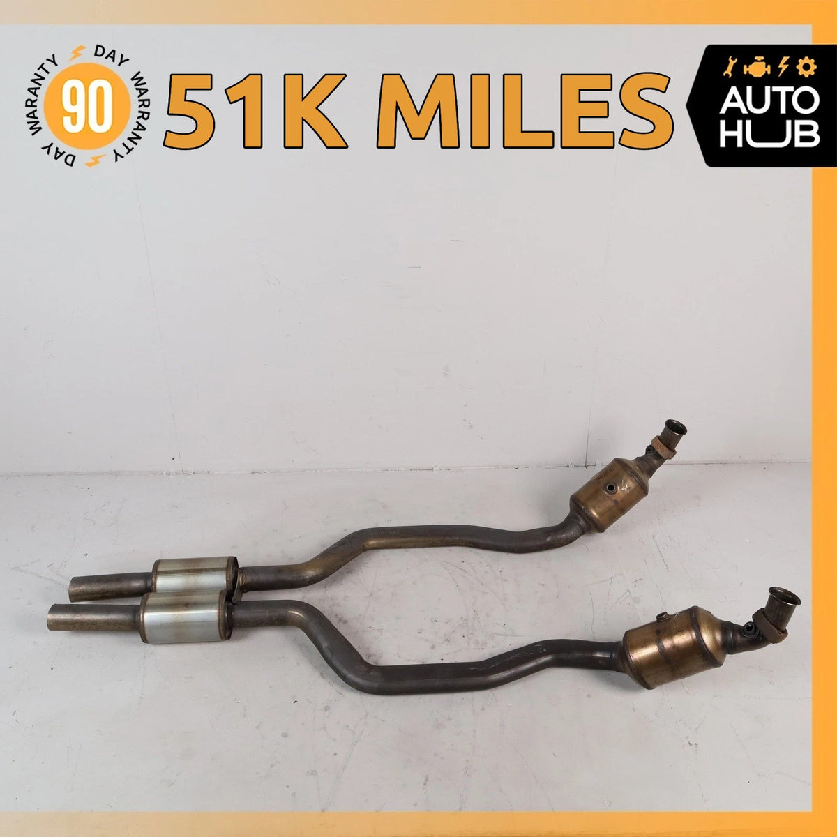 Mercedes R230 SL550 Engine Left & Right Side Exhaust Downpipe Set of 2 OEM 51k - photo 1