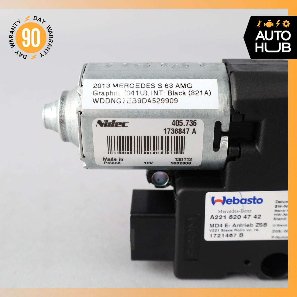 07-13 Mercedes W221 S63 AMG S550 S400 Sunroof Sun Roof Motor 2218204742 OEM - photo 2