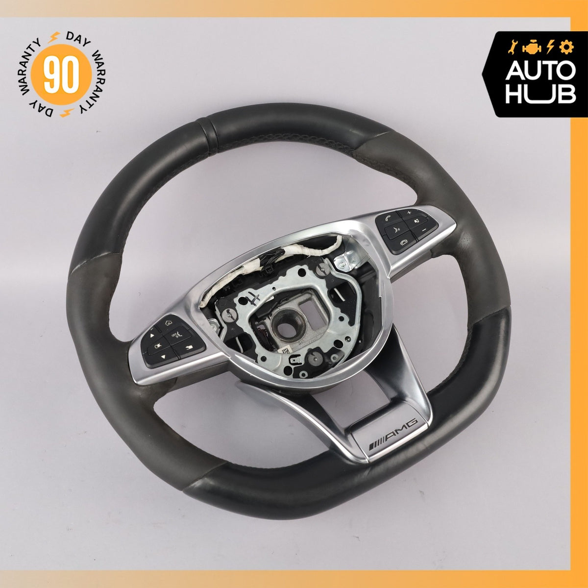 15-18 Mercedes W205 C43 GLC63 AMG Steering Wheel Flat Bottom Suede OEM - photo 2