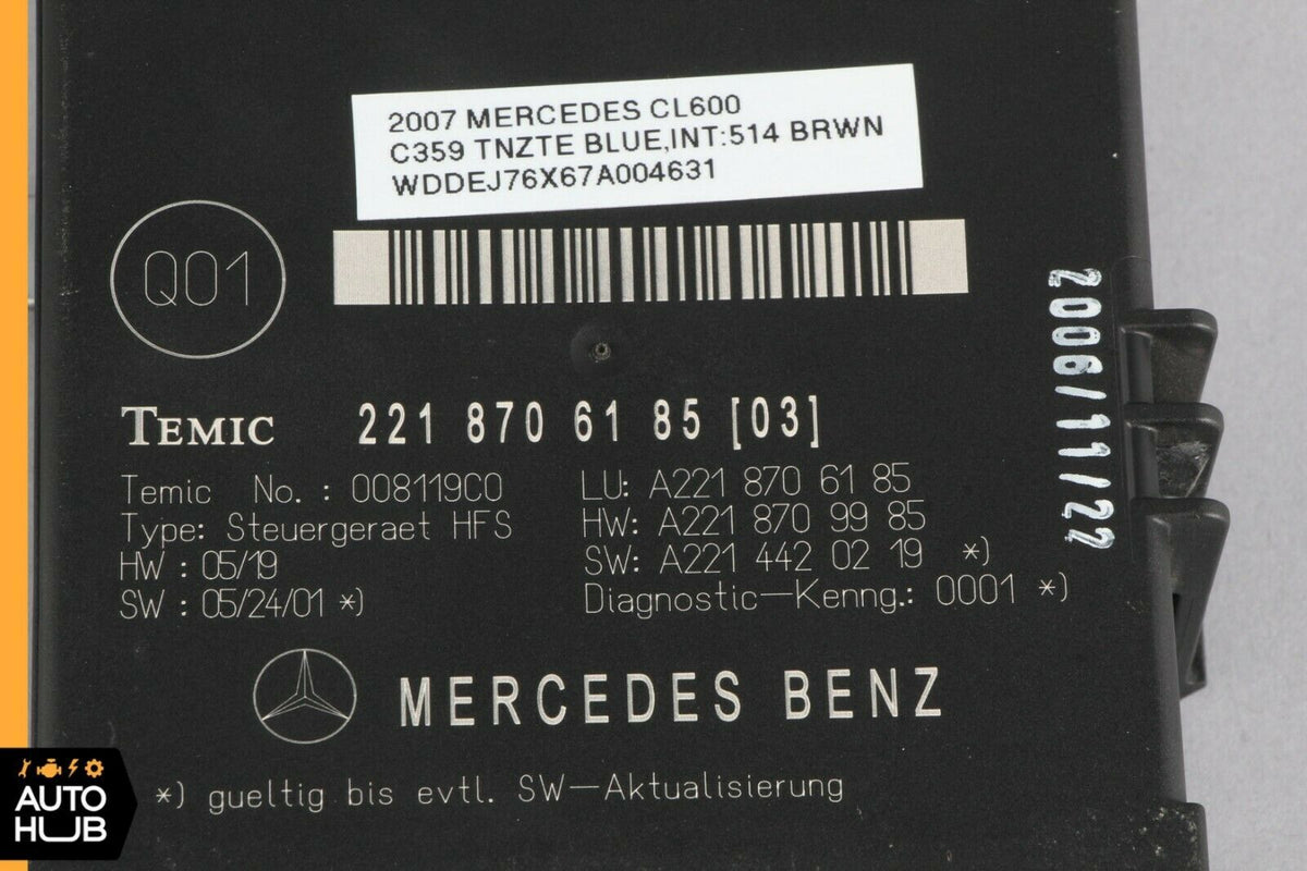 07-09 Mercedes W216 CL600 S550 Trunk Release Remote Open Close Module Unit OEM - photo 12