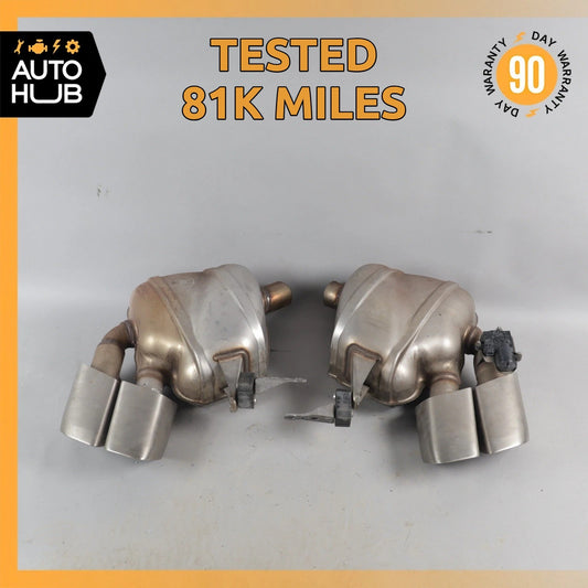 15-18 Porsche Macan 95B Turbo Exhaust Left & Right Muffler Tips Set w/ Valve OEM - photo 1