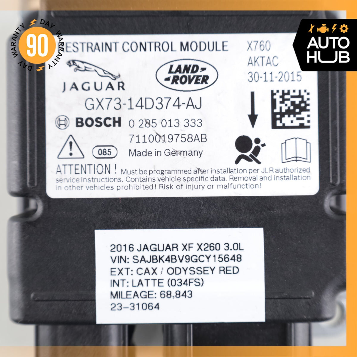 Jaguar X260 XF Airbag Air Bag Sensor SRS Control Module OEM - photo 6