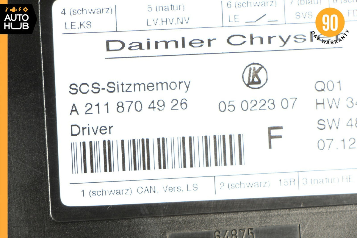 03-12 Mercedes W219 CLS500 SLK350 GL550 E320 Seat Control Module Left Side OEM - photo 9