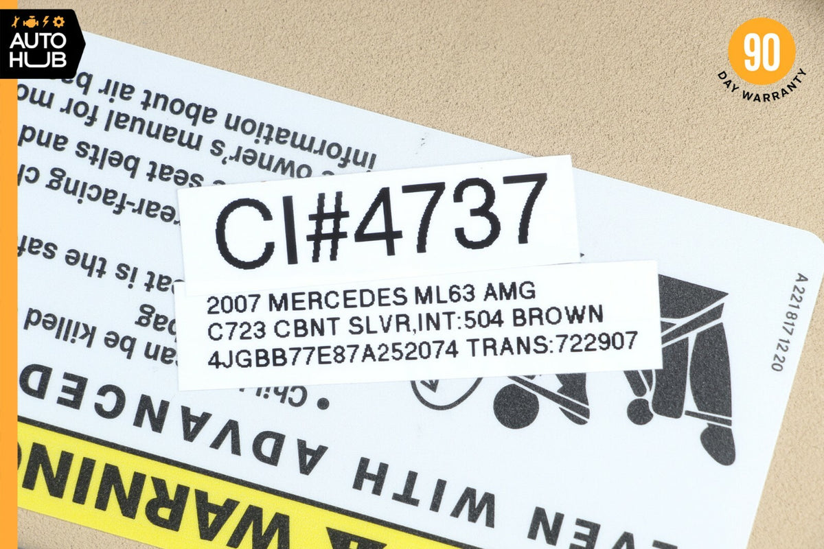 06-12 Mercedes W164 ML63 AMG ML350 ML450 Sun Visor Sunvisor Right Side Beige OEM - photo 12