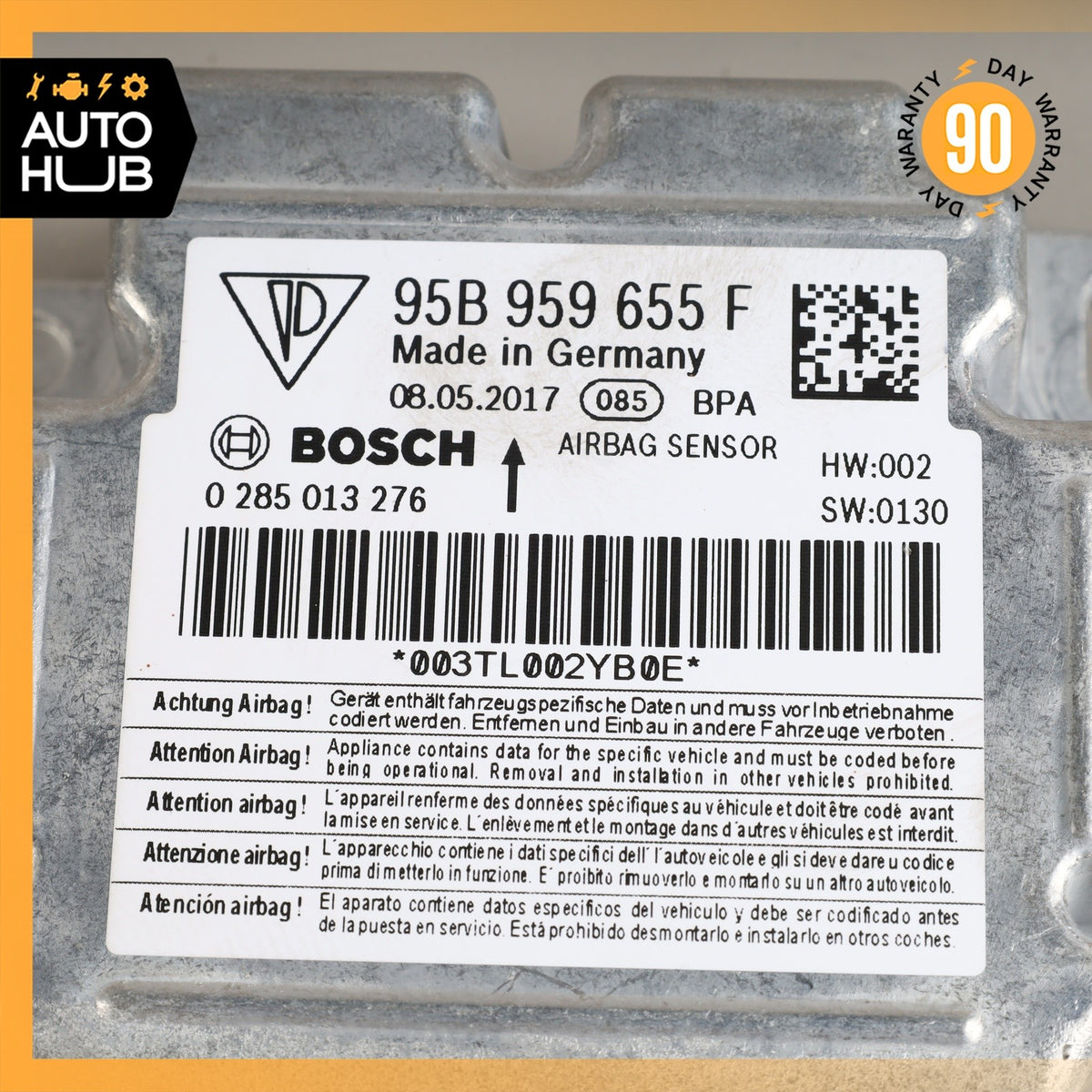 15-18 Porsche Macan 95B Airbag Air Bag Sensor SRS Control Module 95B959655E OEM - photo 7