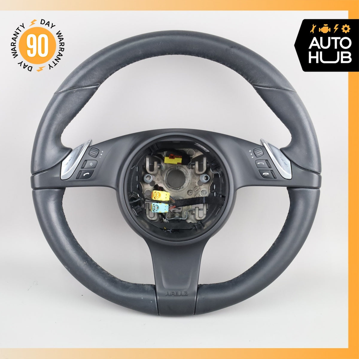 11-14 Porsche Cayenne 958 Steering Wheel w/ Paddle Shifters Black OEM - photo 1