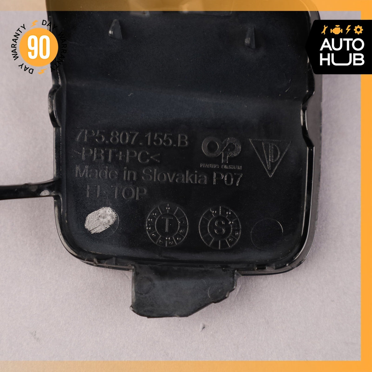 15-18 Porsche Cayenne 958 Front Left Bumper Tow Hook Hitch Cover Lid Black OEM - photo 9