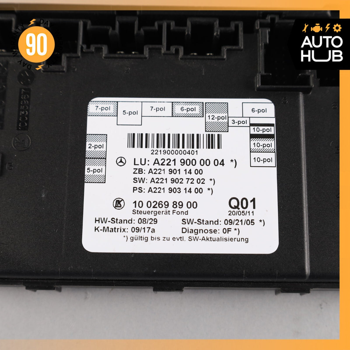 07-13 Mercedes W221 S63 AMG S400 Rear Right or Left Side Door Control Module OEM - photo 9