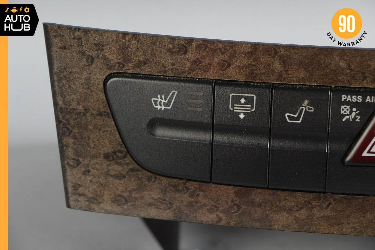 07-09 Mercedes W211 E350 E550 Hazard Control Door Lock Switch Panel Wood OEM - photo 2