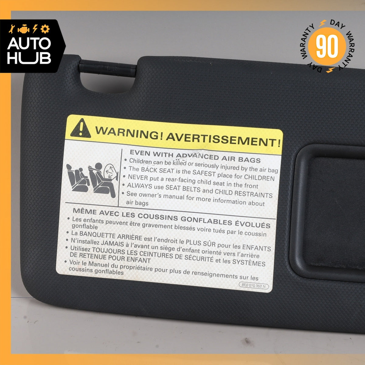Audi 8J TT Coupe Right Passenger Side Sunvisor Sun Visor Black OEM - photo 5
